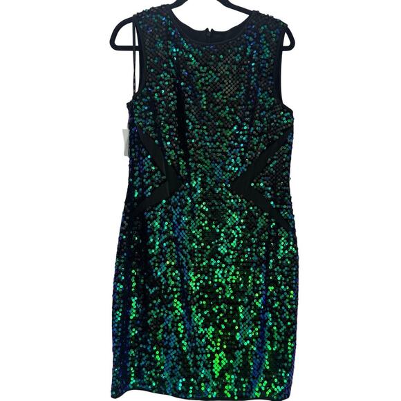 Sho by Tadashi Shoji Iridescent Green Sequin Cutout Dress Size XL NWT - Picture 6 of 9